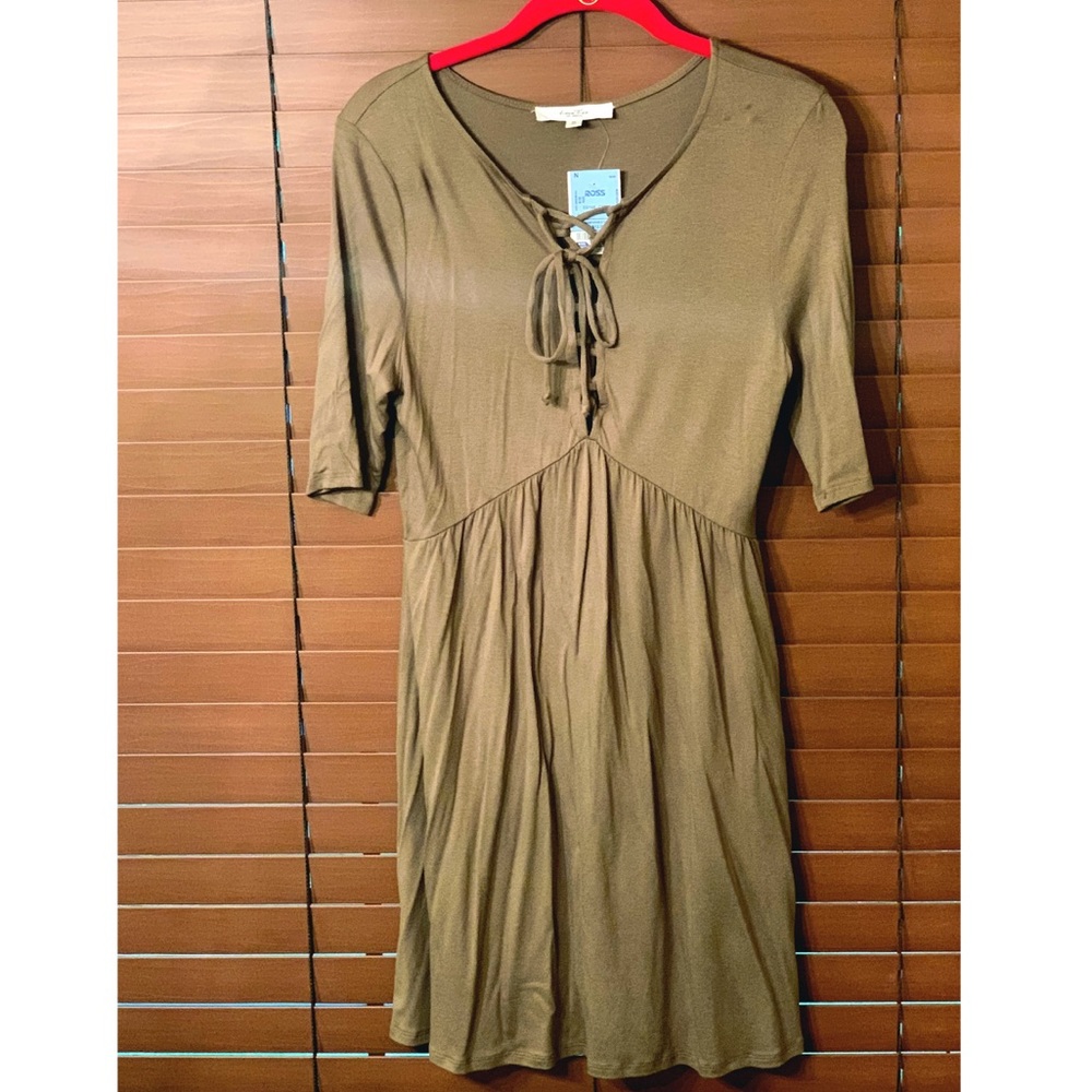 Lace Up Front Green Skater Dress